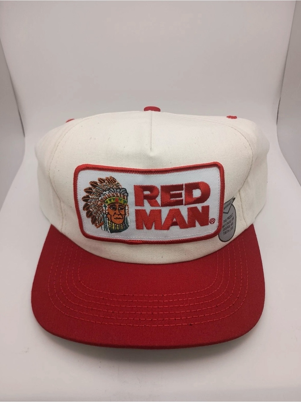 Vintage Red Man Chewing Tobacco Red Brim Snapback Trucker Hat /Cap -Made In USA